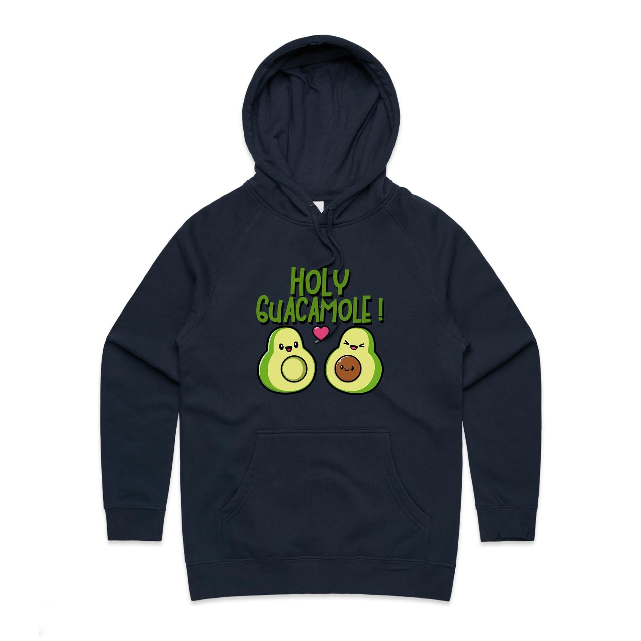 Holy Guacamole, Pregnant Avocado - Womens Hoodie Navy Womens Hoodie Food Printed In Australia