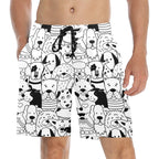 Black And White Dogs Men's Mid-Length Beach Shorts 5XL Men's Mid-Length Beach Shorts animal Printed Offshore