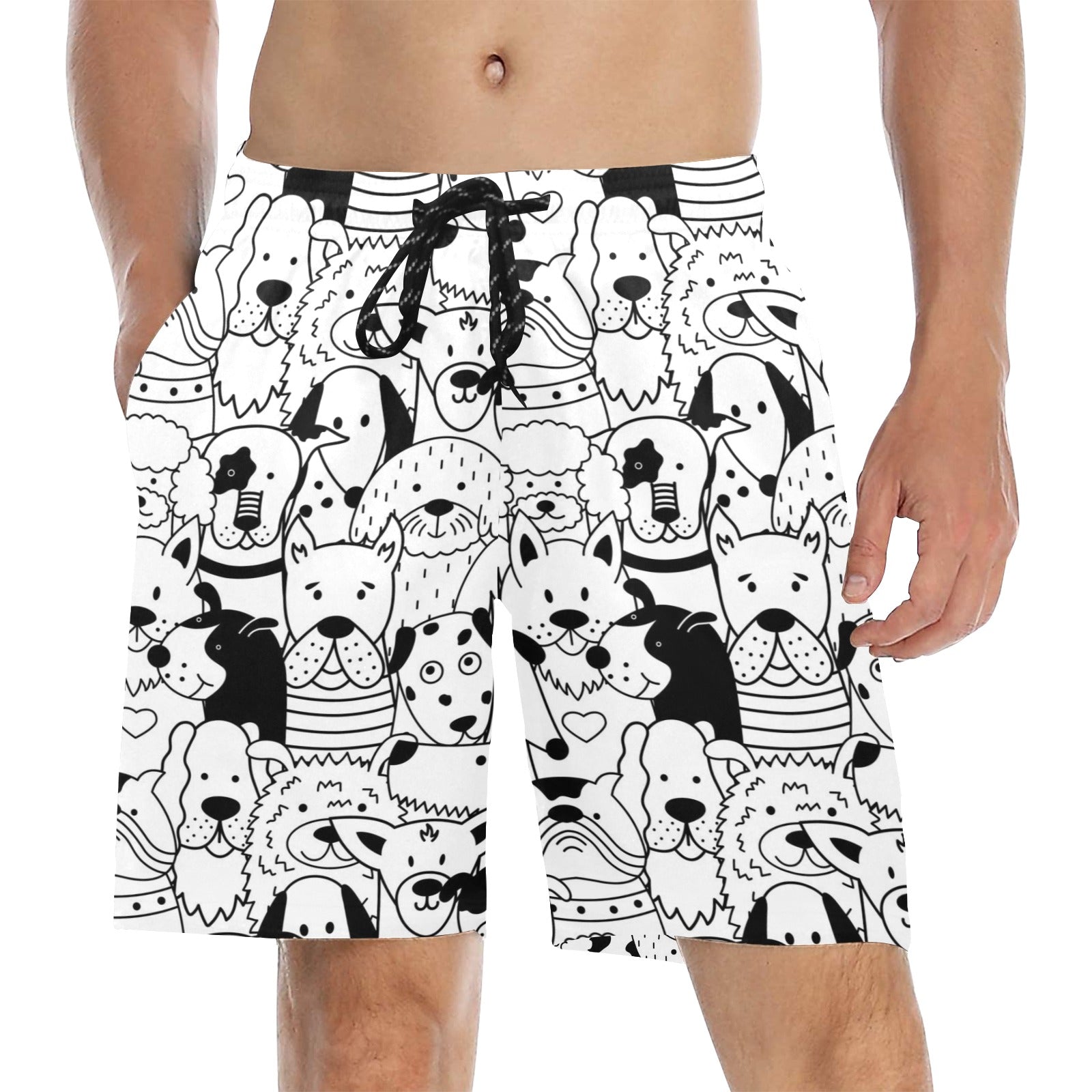 Black And White Dogs - Men's Mid-Length Beach Shorts 5XL Men's Mid-Length Beach Shorts animal Printed Offshore