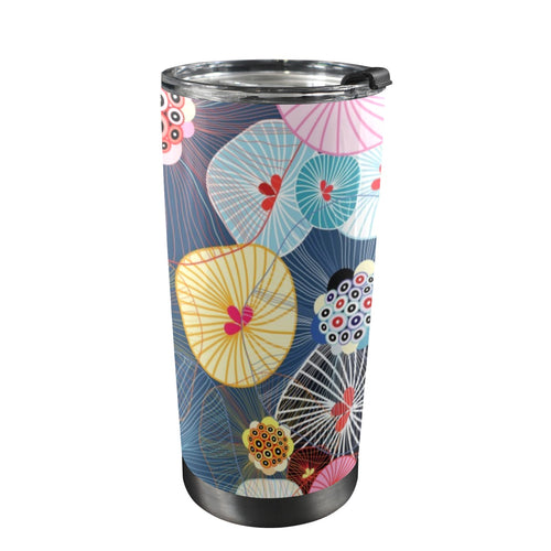 Abstract Floral - 20oz Mobile Tumbler with Lid (Black Lock) One Size 20oz Travel Mug Printed Offshore