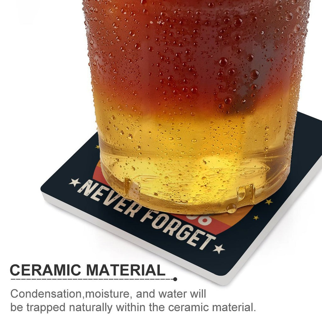 Never Forget Pluto - Ceramic Coasters (Square) Ceramic Coasters Printed Offshore Space