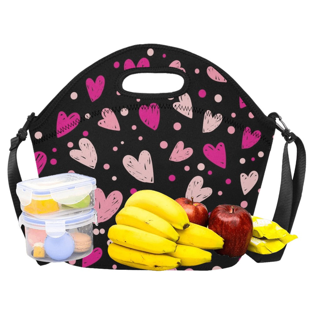 Pink Hearts - Neoprene Lunch Bag/Large (Model 1669) Neoprene Lunch Bag Love Printed Offshore
