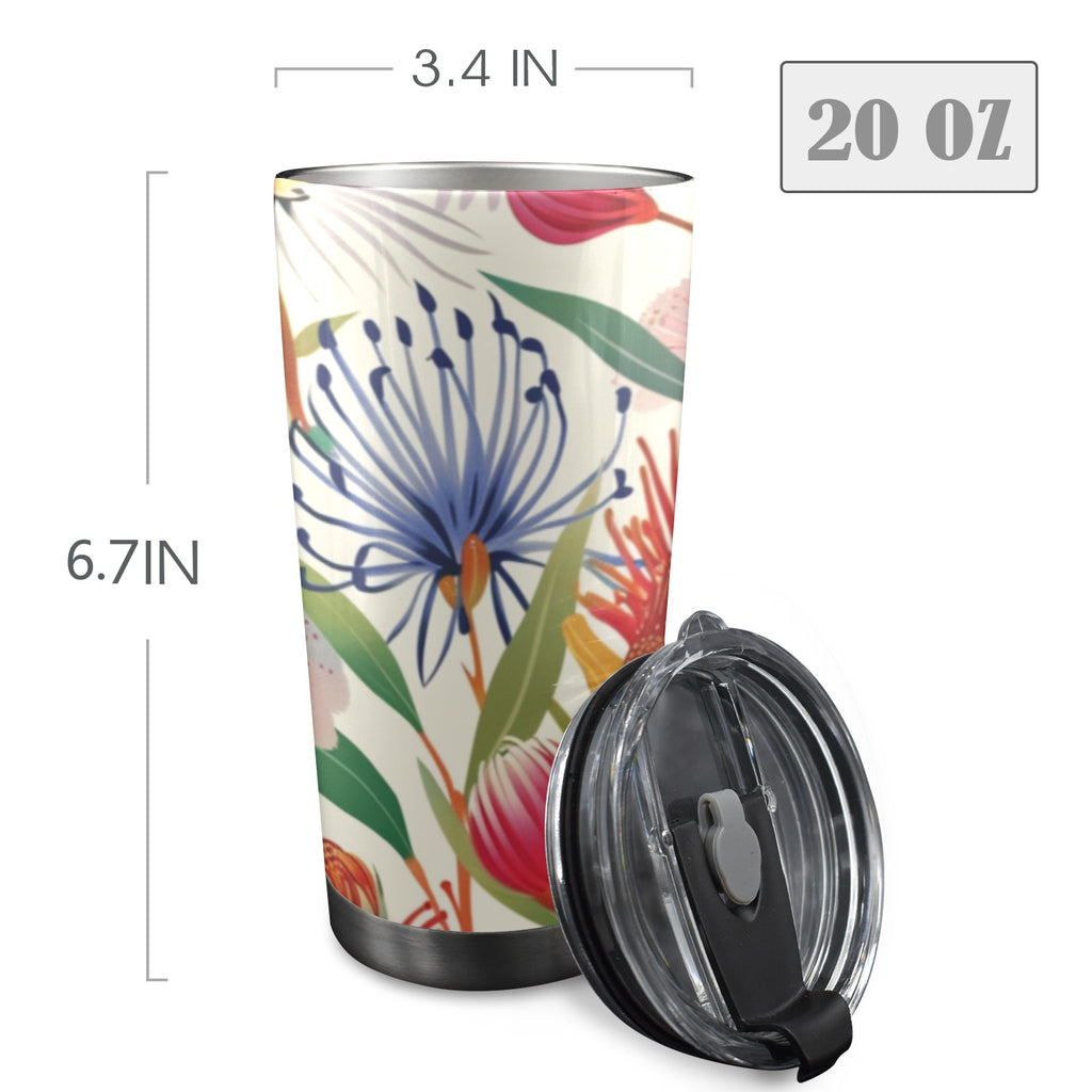 Native Flora - 20oz Mobile Tumbler with Lid (Black Lock) 20oz Travel Mug Plants Printed Offshore