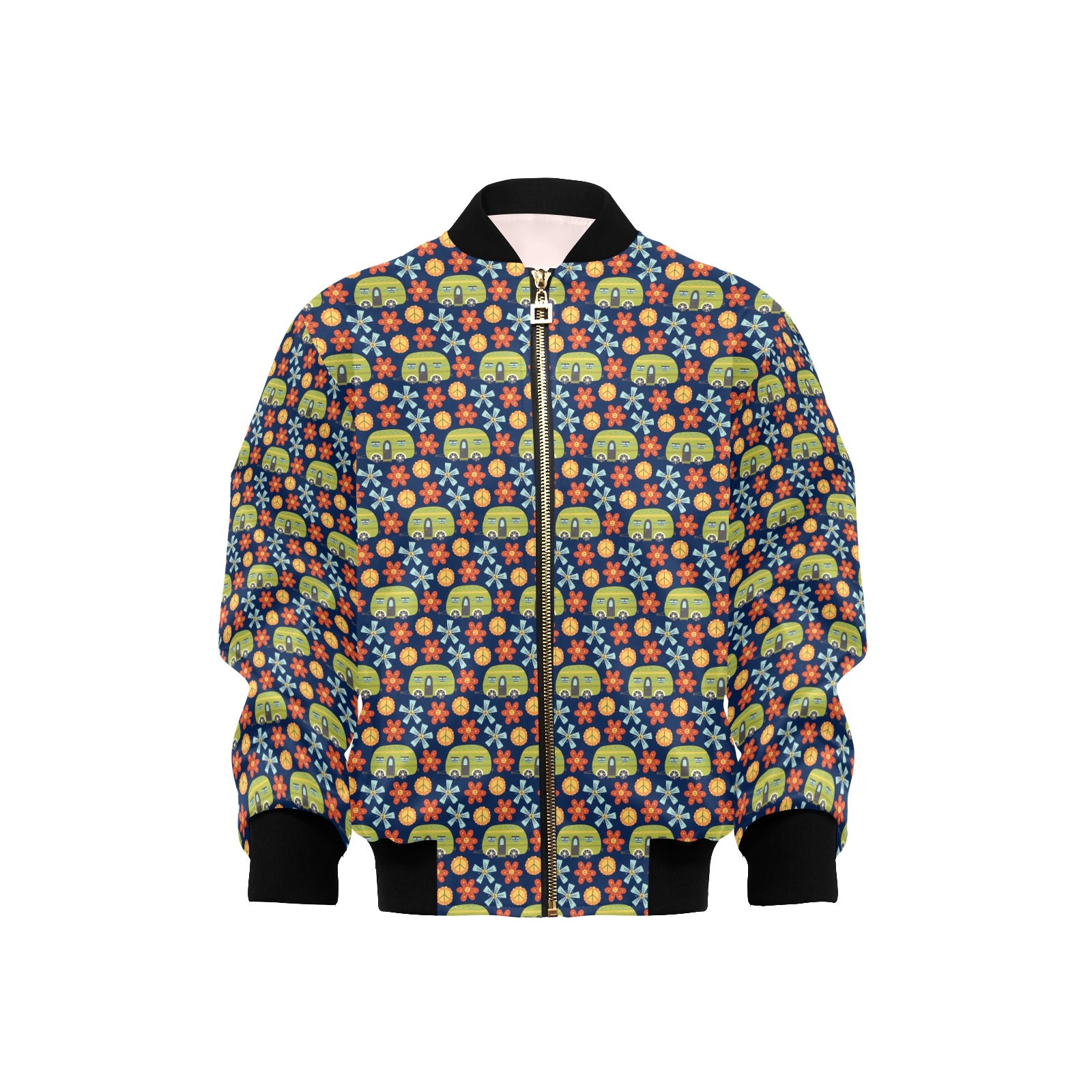 Hippie Caravan Kids Bomber Jacket XL Kids Bomber Jacket Printed Offshore Retro