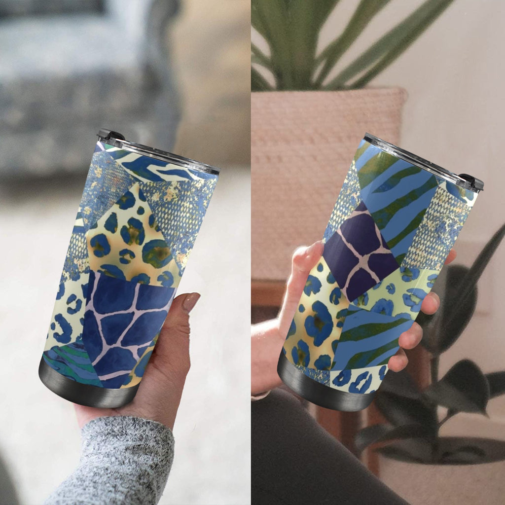Animal Mosaic - 20oz Mobile Tumbler with Lid (Black Lock) 20oz Travel Mug Printed Offshore
