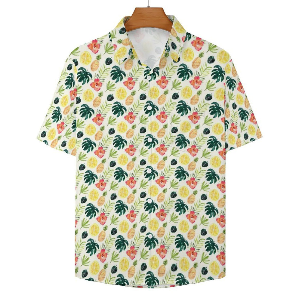 Tropical Pineapple Women's Short-Sleeve Button Up Shirt Women's Short-Sleeve Button Up Shirt Food Printed Offshore