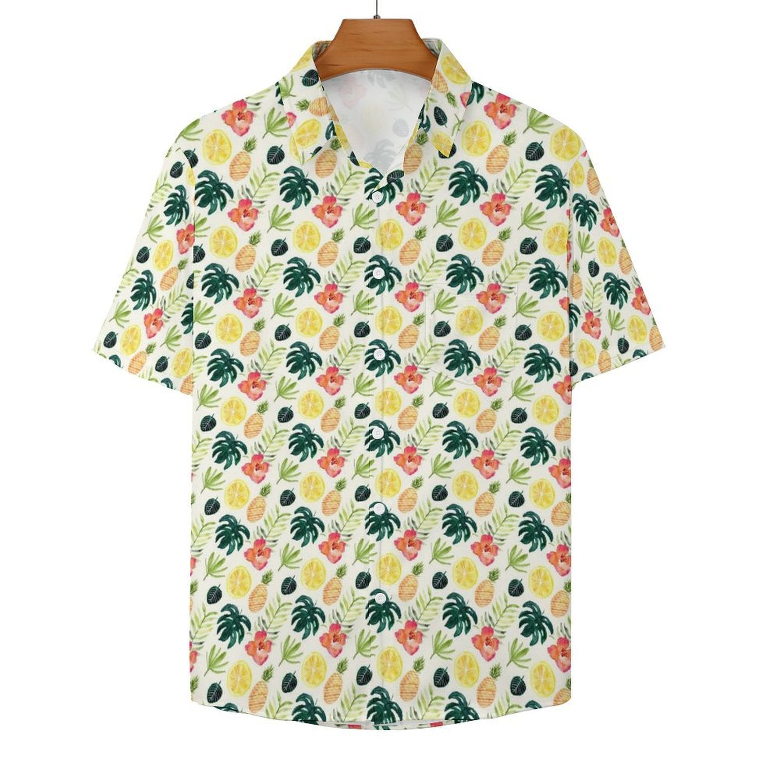Tropical Pineapple Women's Short-Sleeve Button Up Shirt Women's Short-Sleeve Button Up Shirt Food Printed Offshore