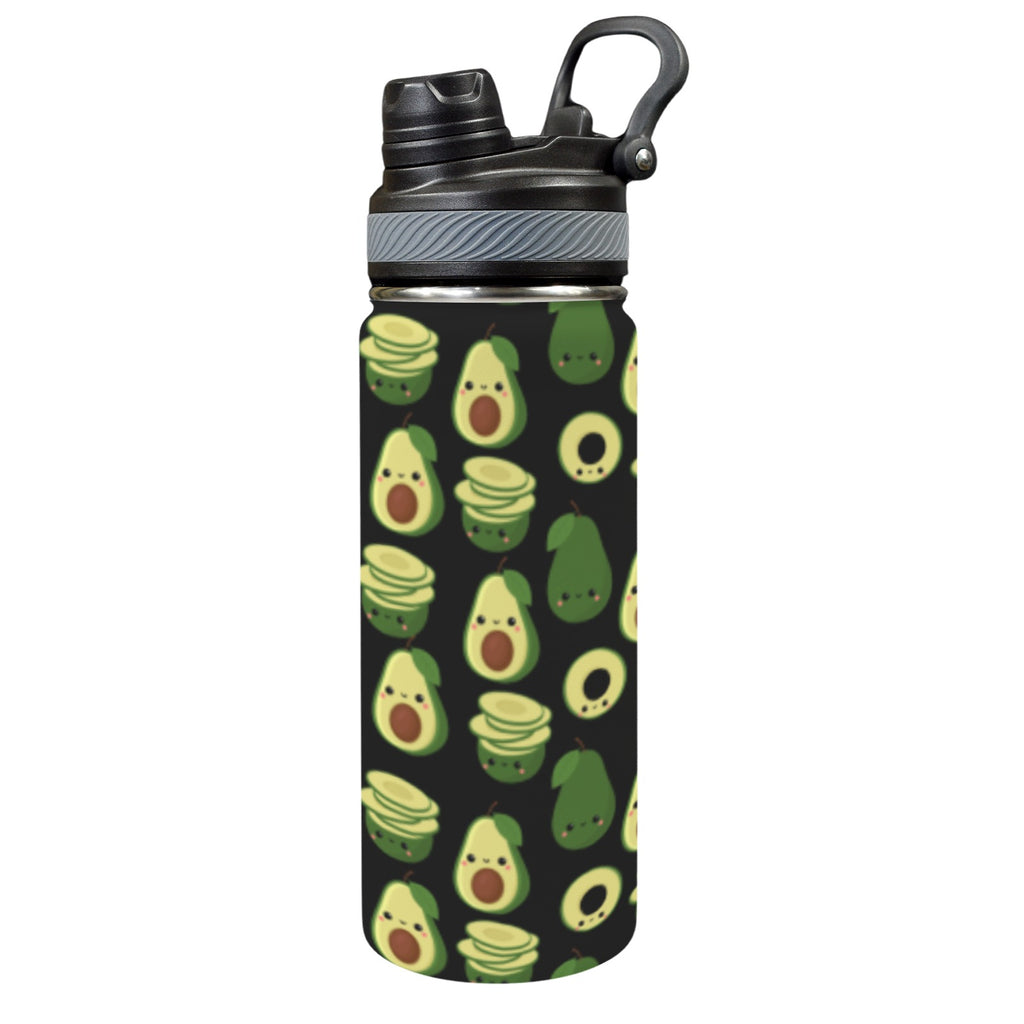 Cute Avocados - Insulated Water Bottle with Dual-Use Lid (18oz) One Size Insulated Water Bottle with Dual-Use Lid (18oz) Food Printed Offshore