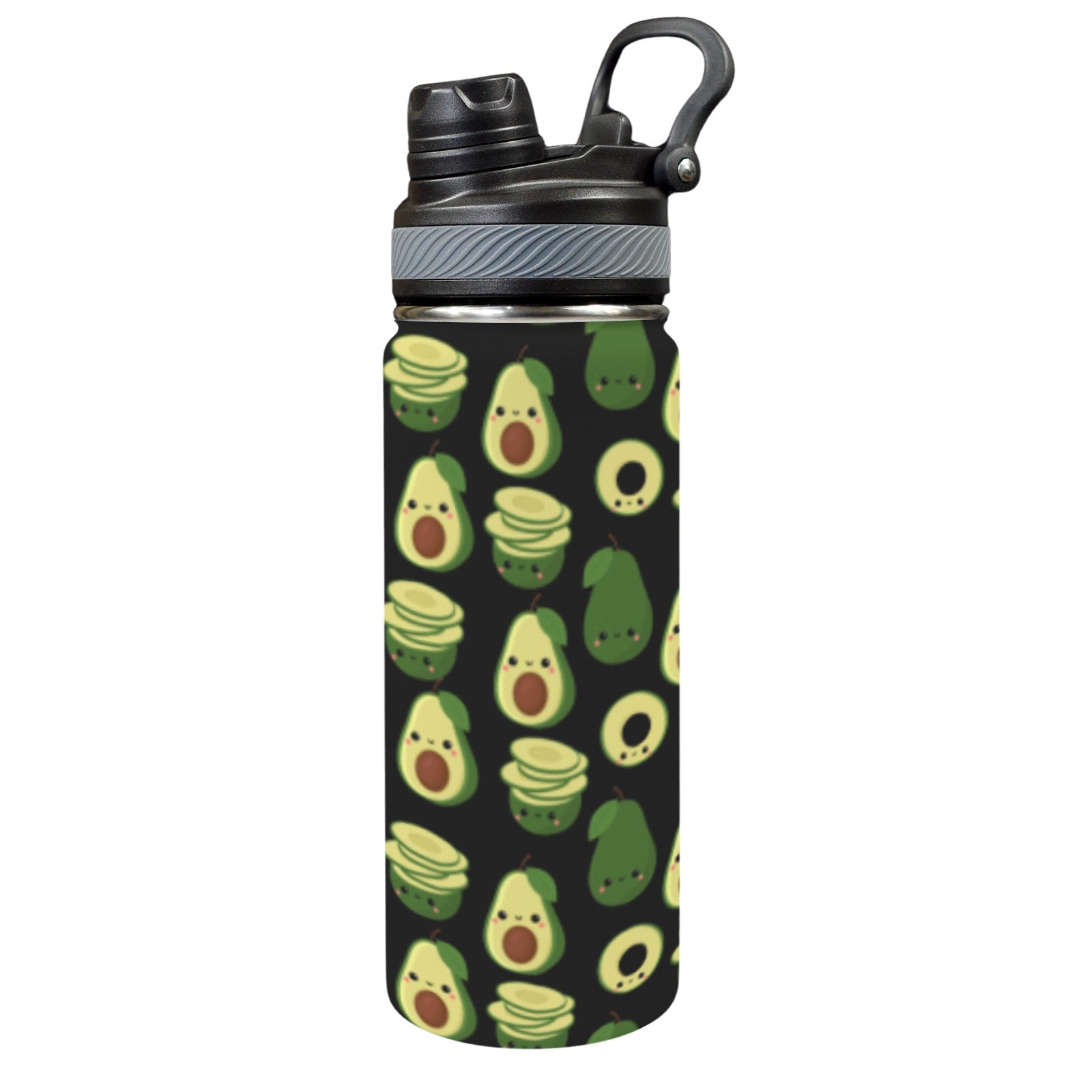 Cute Avocados - Insulated Water Bottle with Dual-Use Lid (18oz) One Size Insulated Water Bottle with Dual-Use Lid (18oz) Food Printed Offshore