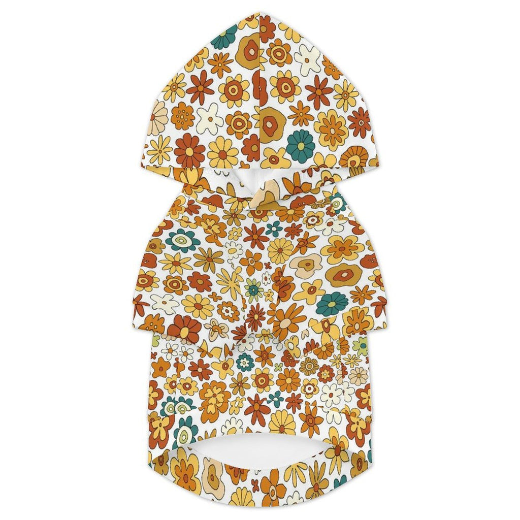 70's Style Floral Pet Hoodie (Large Size)