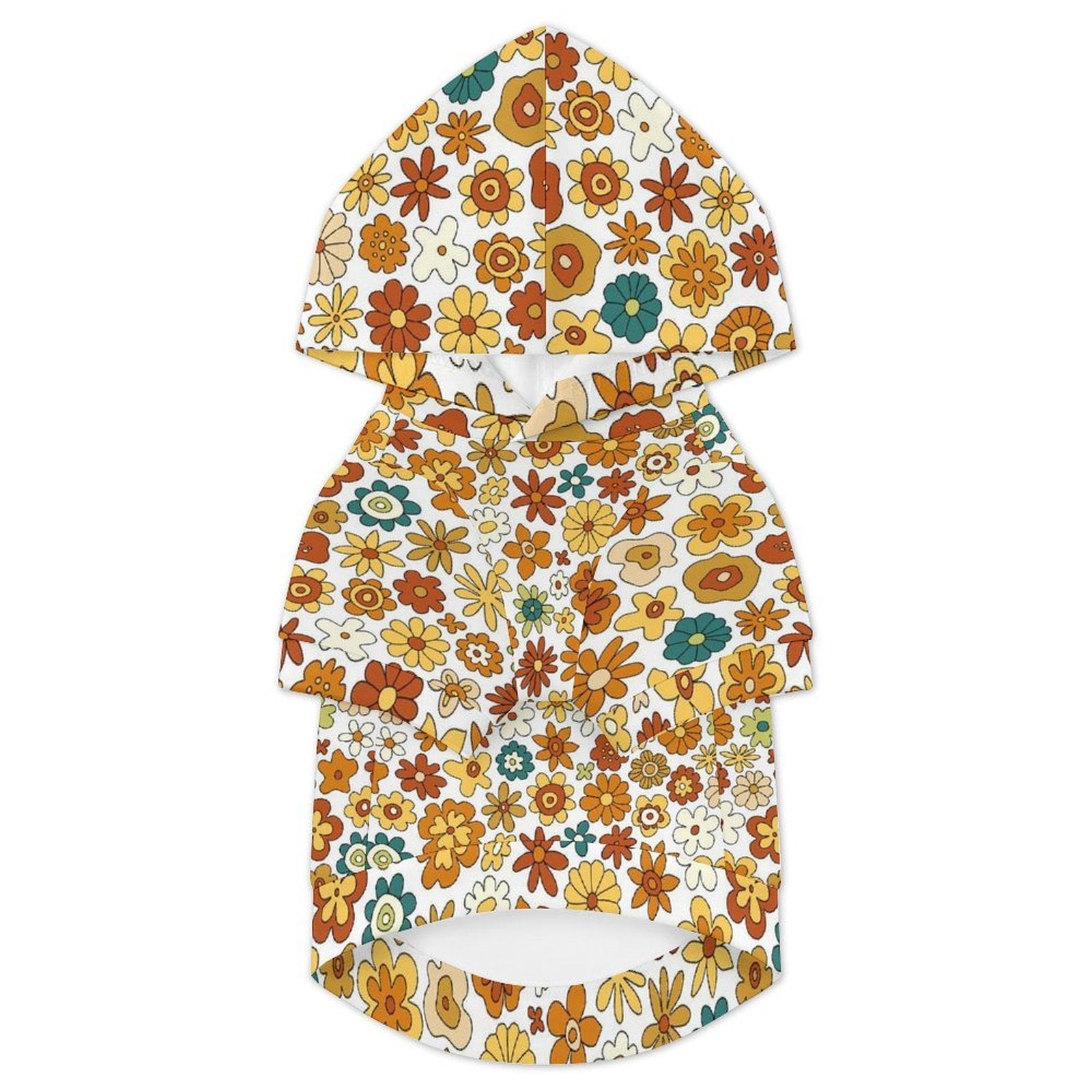 70's Style Floral Pet Hoodie (Large Size)