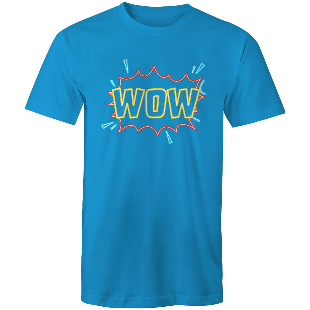 Wow, Comic Book - Mens T-Shirt Arctic Blue Mens T-shirt comic Printed In Australia