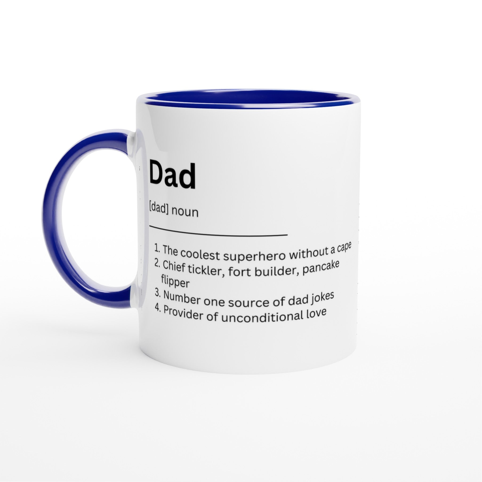 Dad Definition - White 11oz Ceramic Mug with Colour Inside Ceramic Blue Colour 11oz Mug Dad Globally Fulfilled