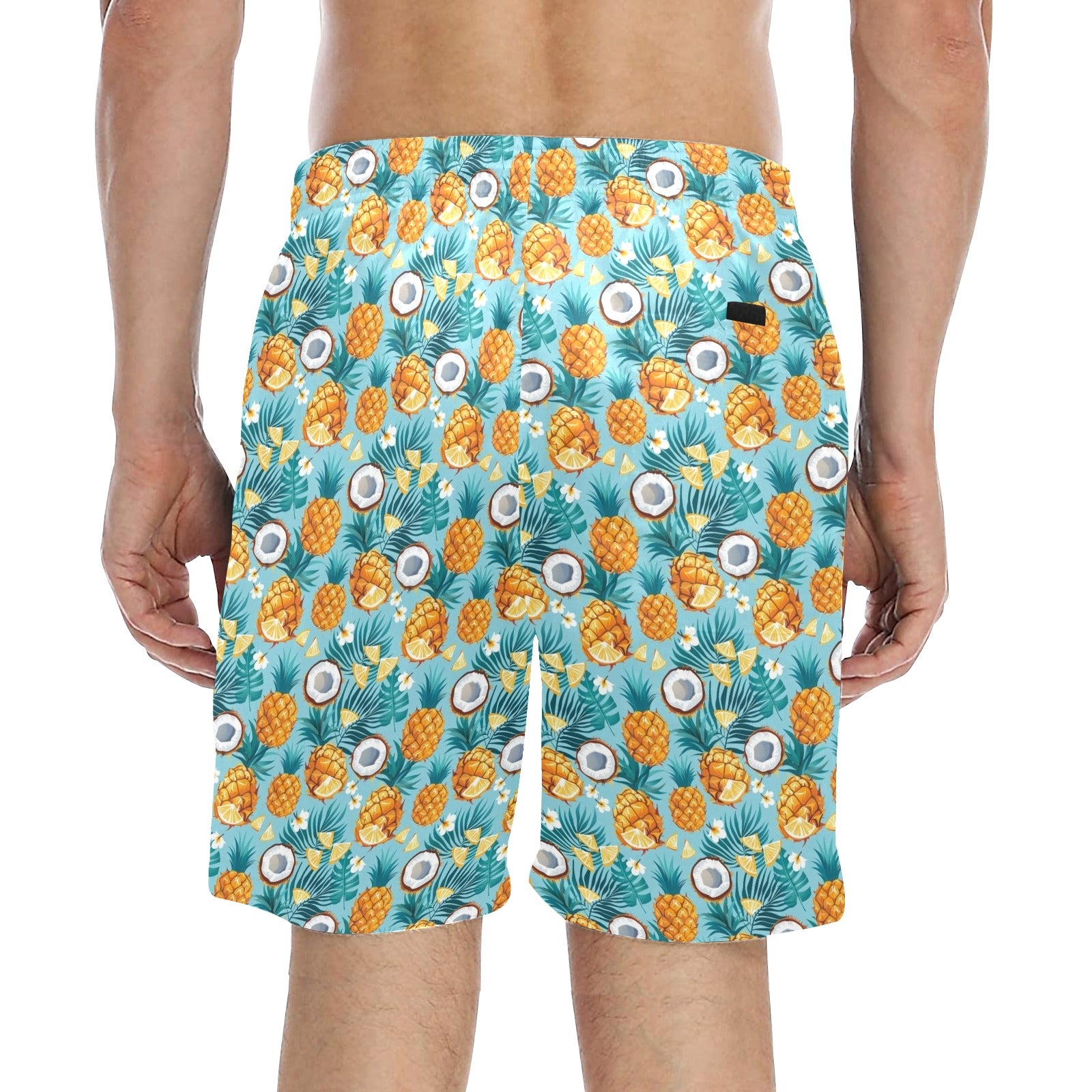 Pineapple Coconut Men's Mid-Length Beach Shorts Men's Mid-Length Beach Shorts Food Printed Offshore