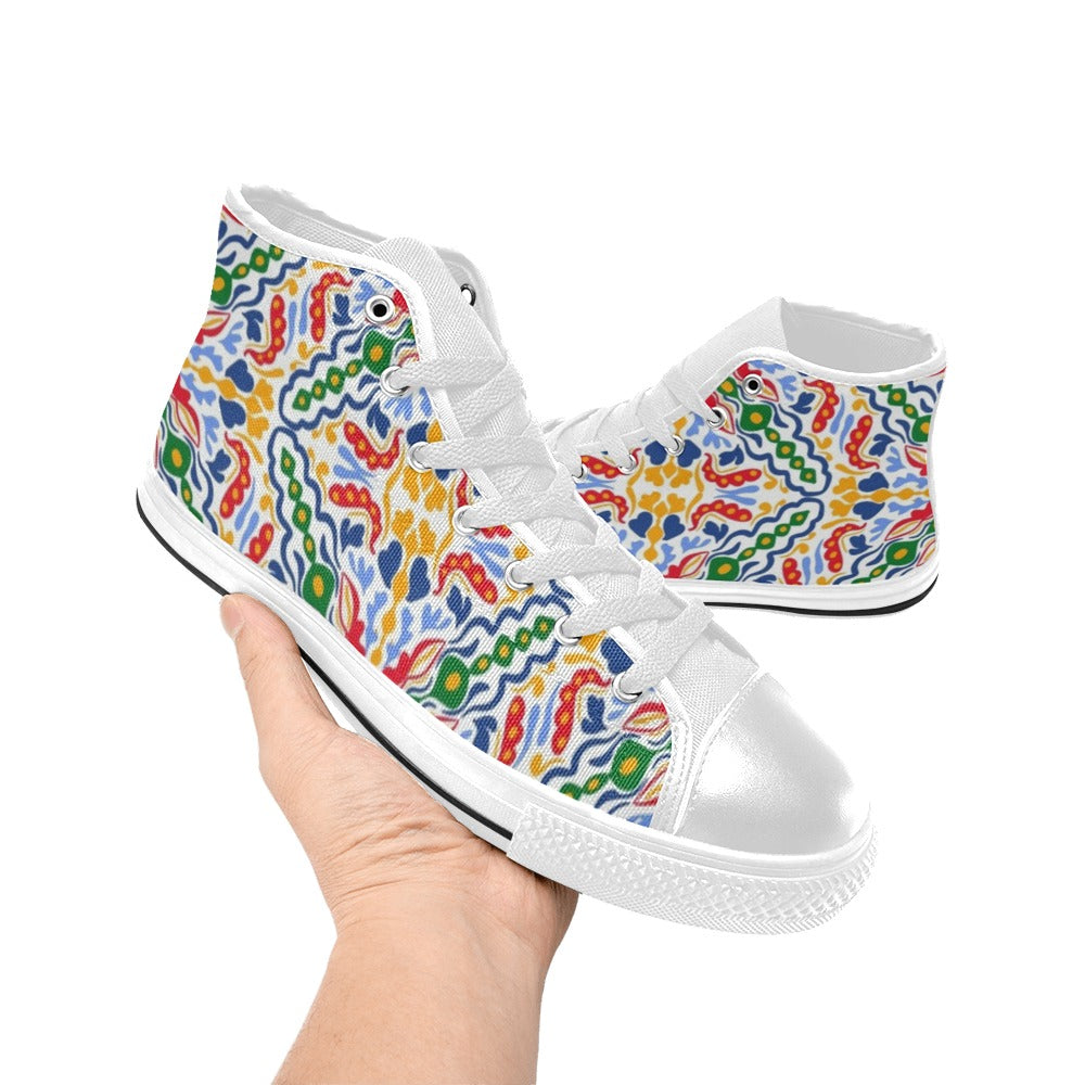 Bright Burst - Kids High Top Canvas Shoes