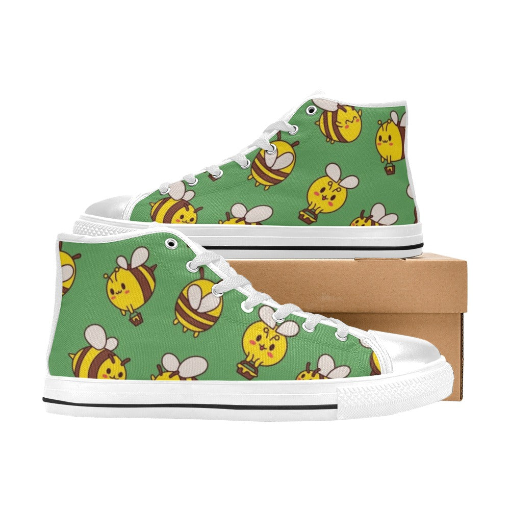 Busy Bees Kids High Top Canvas Shoes Kids High Top Canvas Shoes animal Printed Offshore