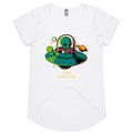 Alien Commute Women's AS Colour Scoop Neck T-Shirt White Womens Scoop Neck T-shirt Printed In Australia Sci Fi