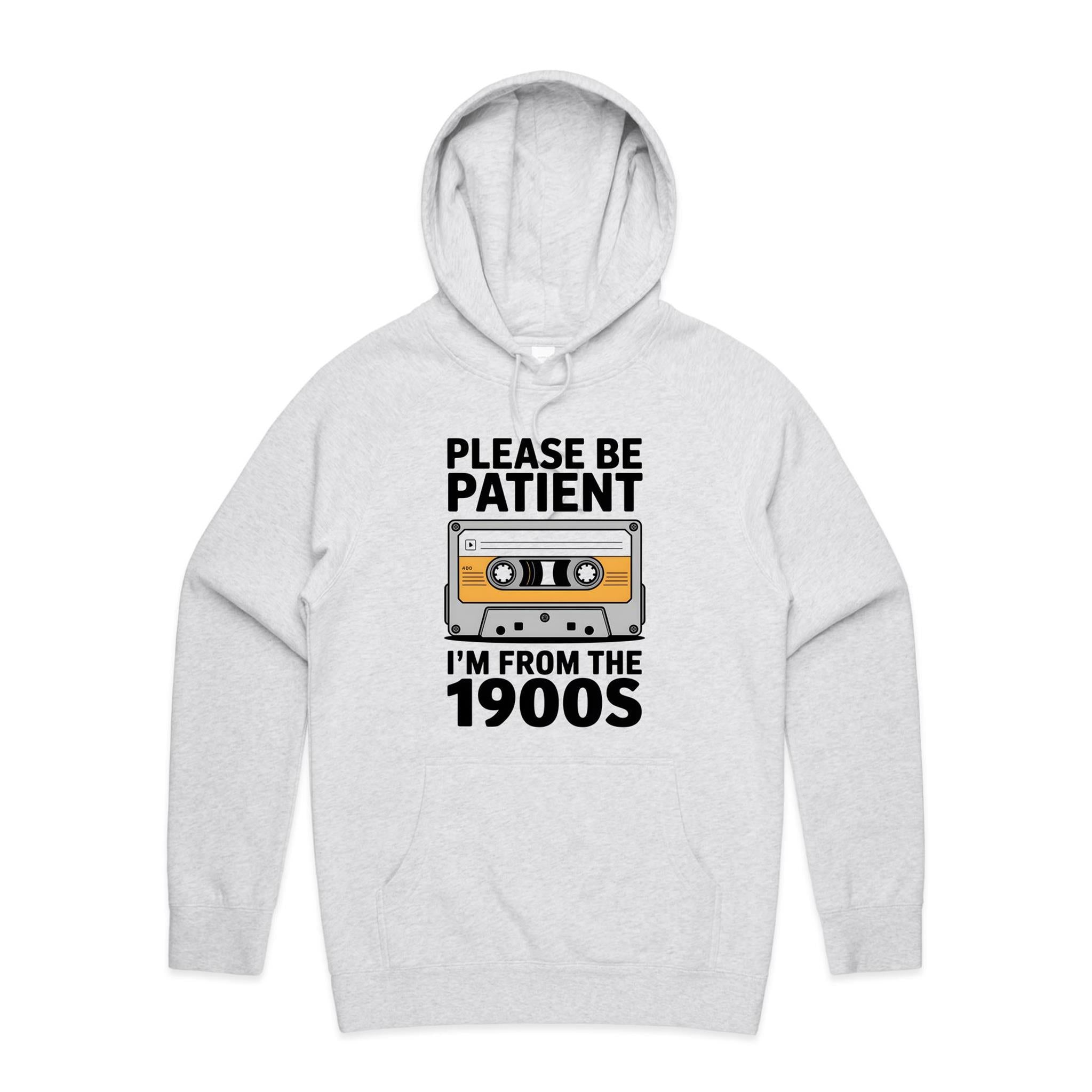 Please Be Patient, I'm From The 1900's Men's AS Colour Hoodie White Marle Mens Hoodie Music Printed In Australia Retro