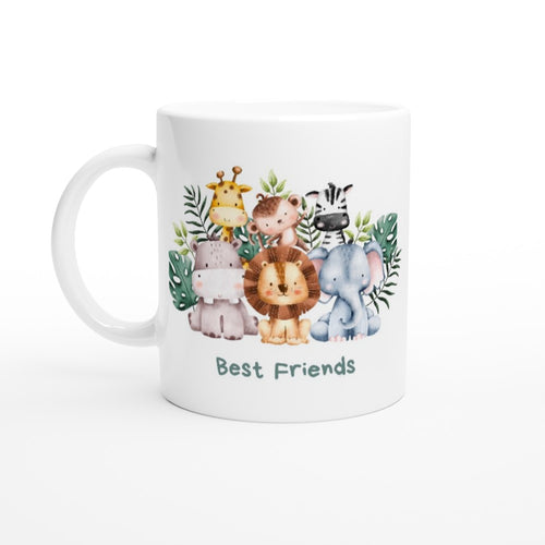Best Friends, Cute Animals - White 11oz Ceramic Mug White 11oz Mug animal Globally Fulfilled