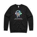 All We Need Is Love, Peace And A Little Space - AS Colour Stencil Crew Sweatshirt Black Sweatshirt Printed In Australia Space