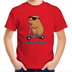 Just Be Cool, Capybara - Kids Youth T-Shirt Red Kids Youth T-shirt animal Printed In Australia