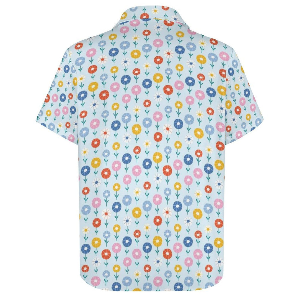 Abstract Cute Flowers Women's Short-Sleeve Button Up Shirt