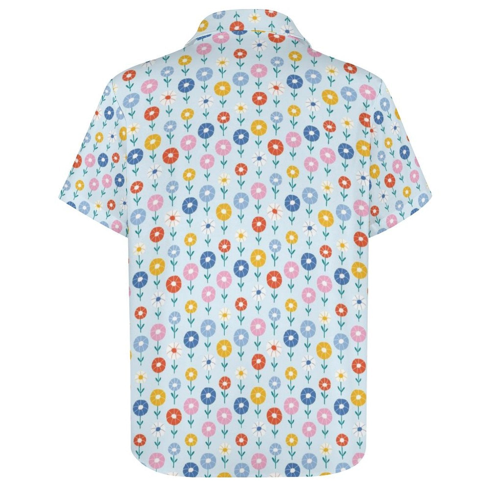 Abstract Cute Flowers Women's Short-Sleeve Button Up Shirt