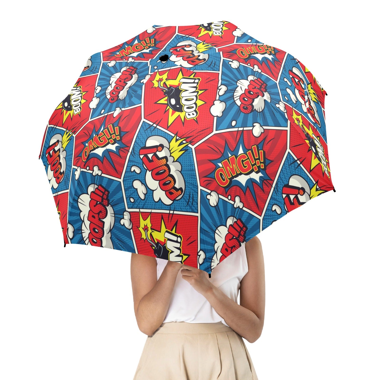 Comic Book Pop - Semi-Automatic Foldable Umbrella (Model U12) Semi-Automatic Foldable Umbrella (U12)