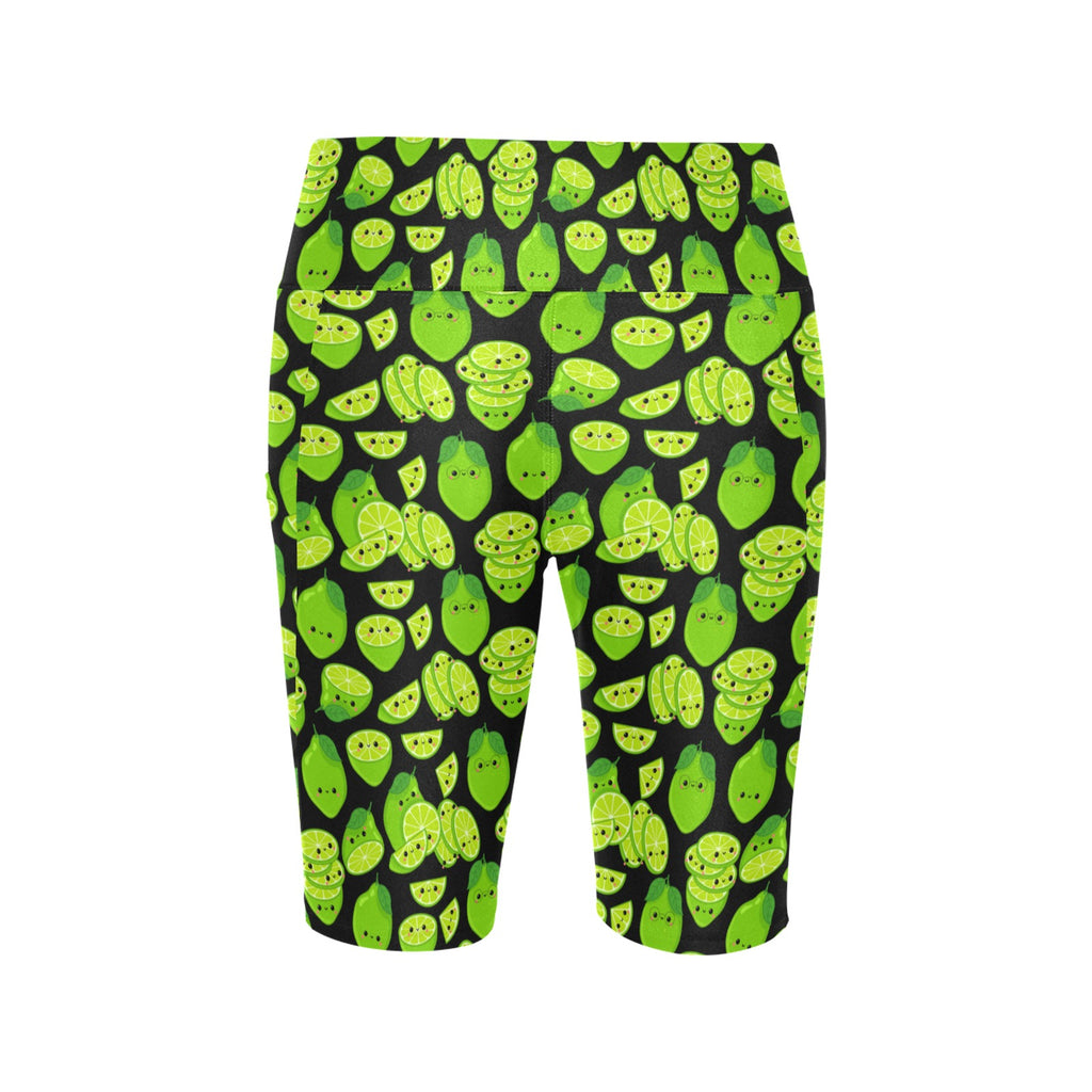 Cute Limes Women's Bike Shorts With Side Pockets Women's Bike Shorts Food Printed Offshore
