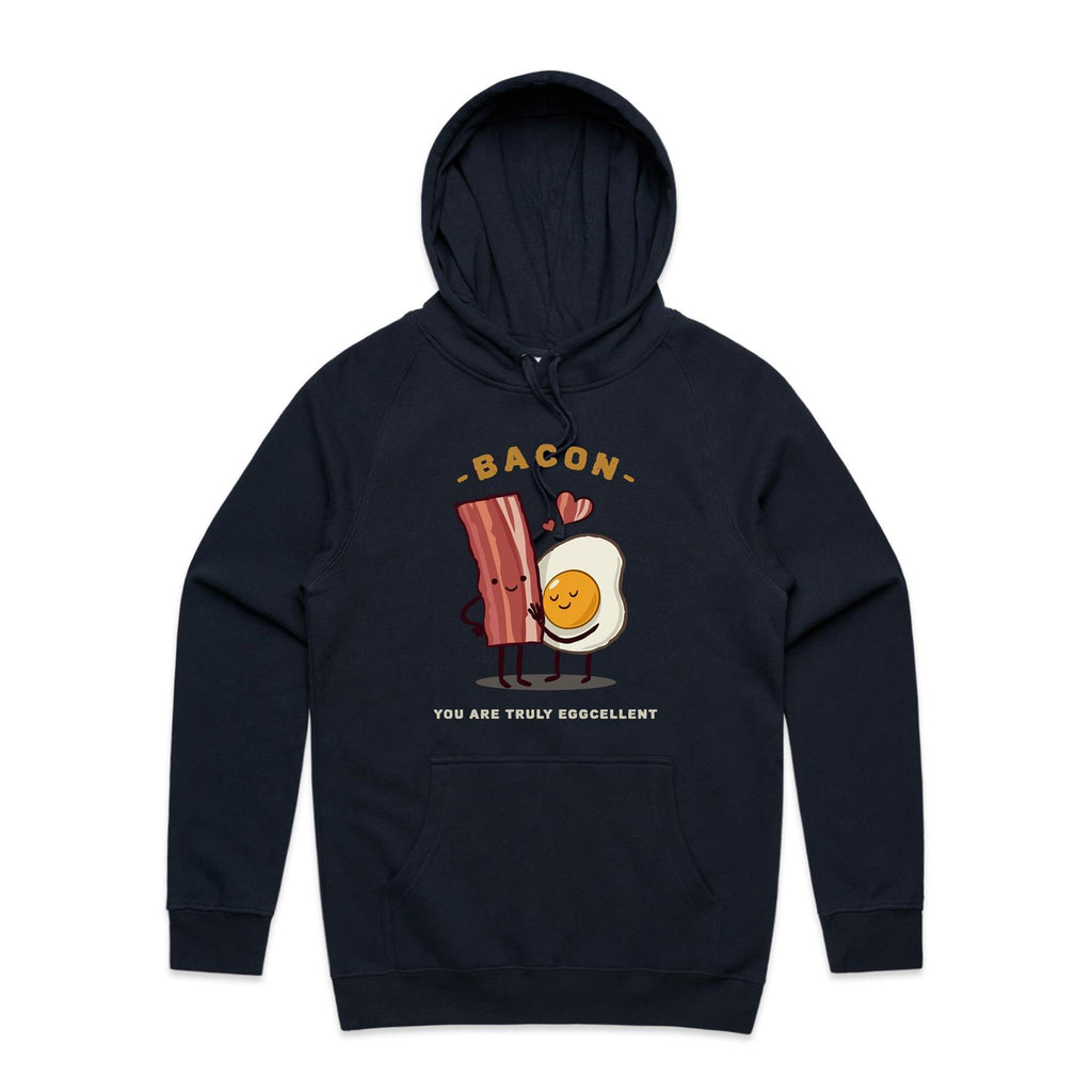 Bacon, You Are Truly Egg-cellent - Mens Hoodie Navy Mens Hoodie Food Printed In Australia