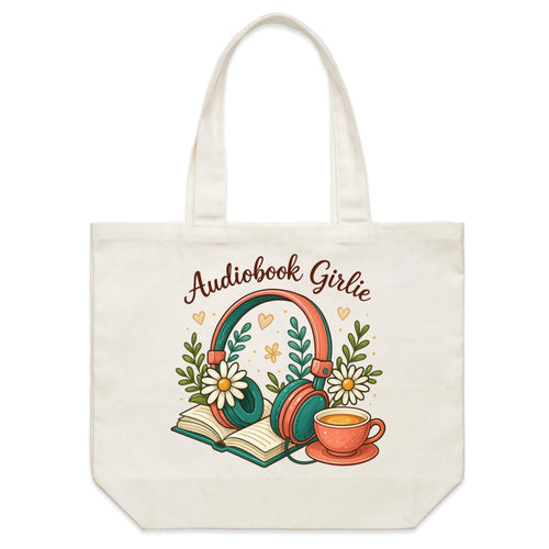 Audiobook Girlie - Shoulder Canvas Tote Bag Default Title Large Tote Bag Printed In Australia Reading