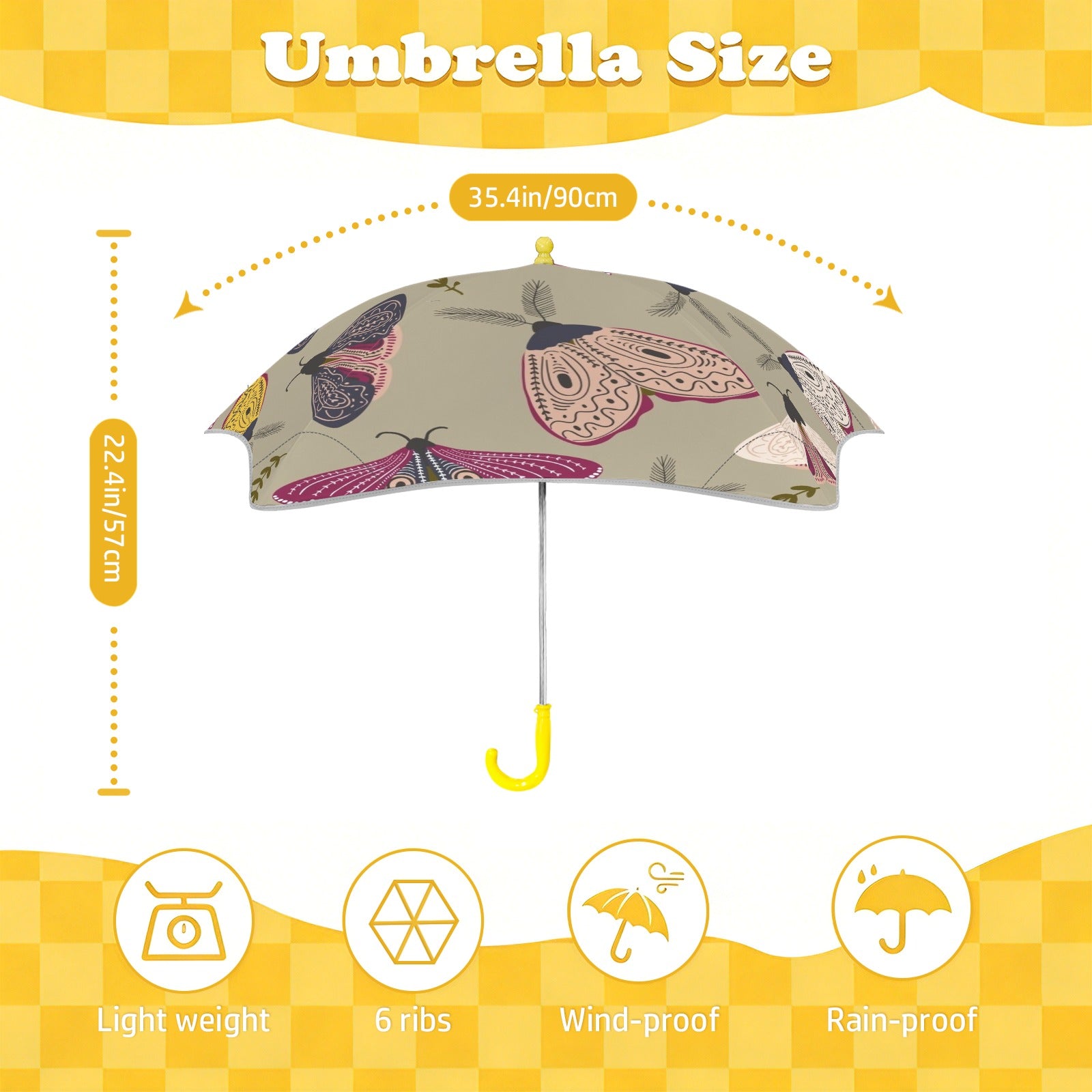 Pretty Moths Kids Safe Round Corner Umbrella