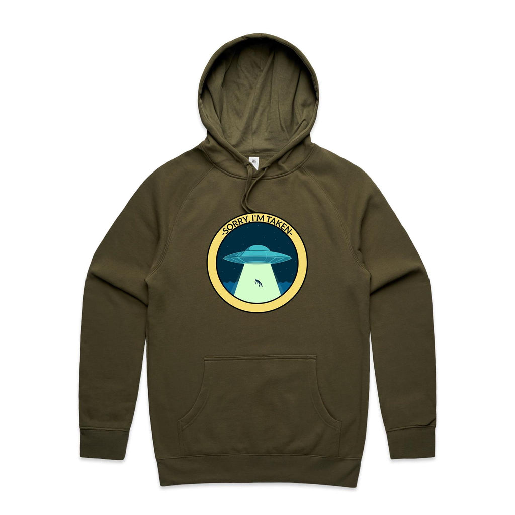 UFO Alien Abduction, Sorry I'm Taken - Mens Hoodie Army Mens Hoodie Printed In Australia Sci Fi