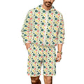 Pineapple Tropical Men's Lightweight Sun Hoodie & Shorts Set 4XL Men's Lightweight Sun Hoodie & Shorts Printed Offshore