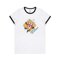 Hand Me The Popcorn - Women's Ringer Tee White Black Womens Ringer T-shirt Food Printed In Australia