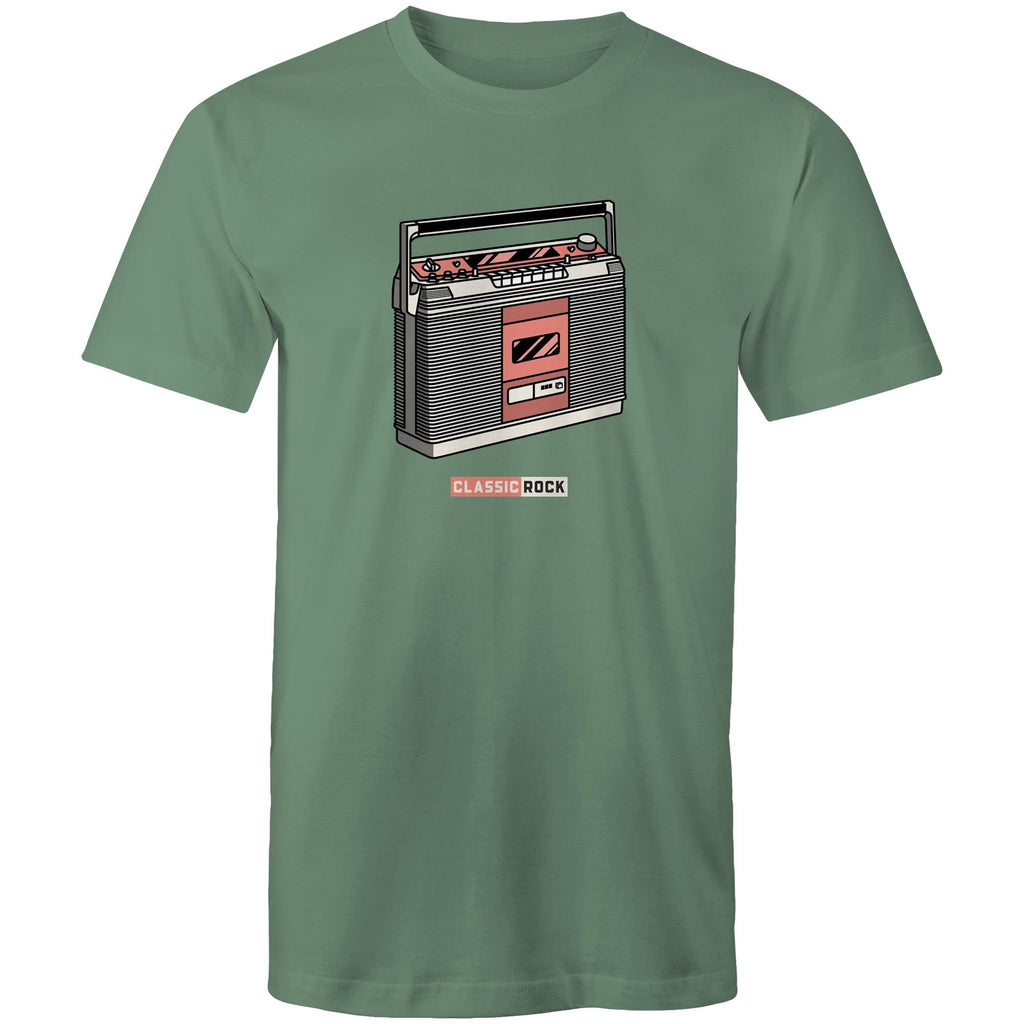 Classic Rock, Cassette Player - Mens T-Shirt Sage Mens T-shirt Music Printed In Australia Retro