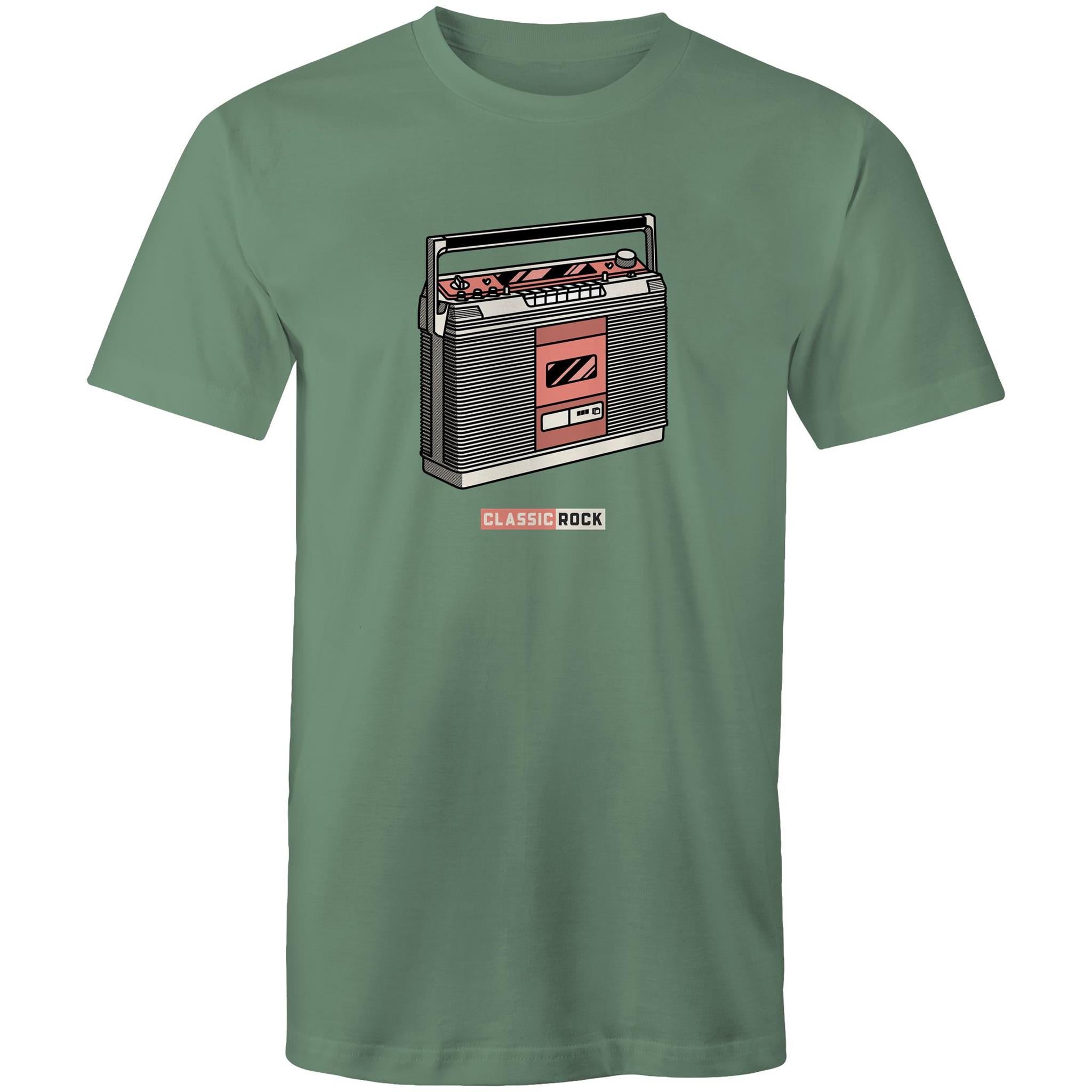 Classic Rock, Cassette Player - Mens T-Shirt Sage Mens T-shirt Music Printed In Australia Retro