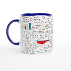 Colourful Maths Formulas - White 11oz Ceramic Mug with Colour Inside Ceramic Blue Colour 11oz Mug Globally Fulfilled Science
