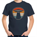 UFO, Retro Stripes - Kids Youth T-Shirt Navy Kids Youth T-shirt Printed In Australia