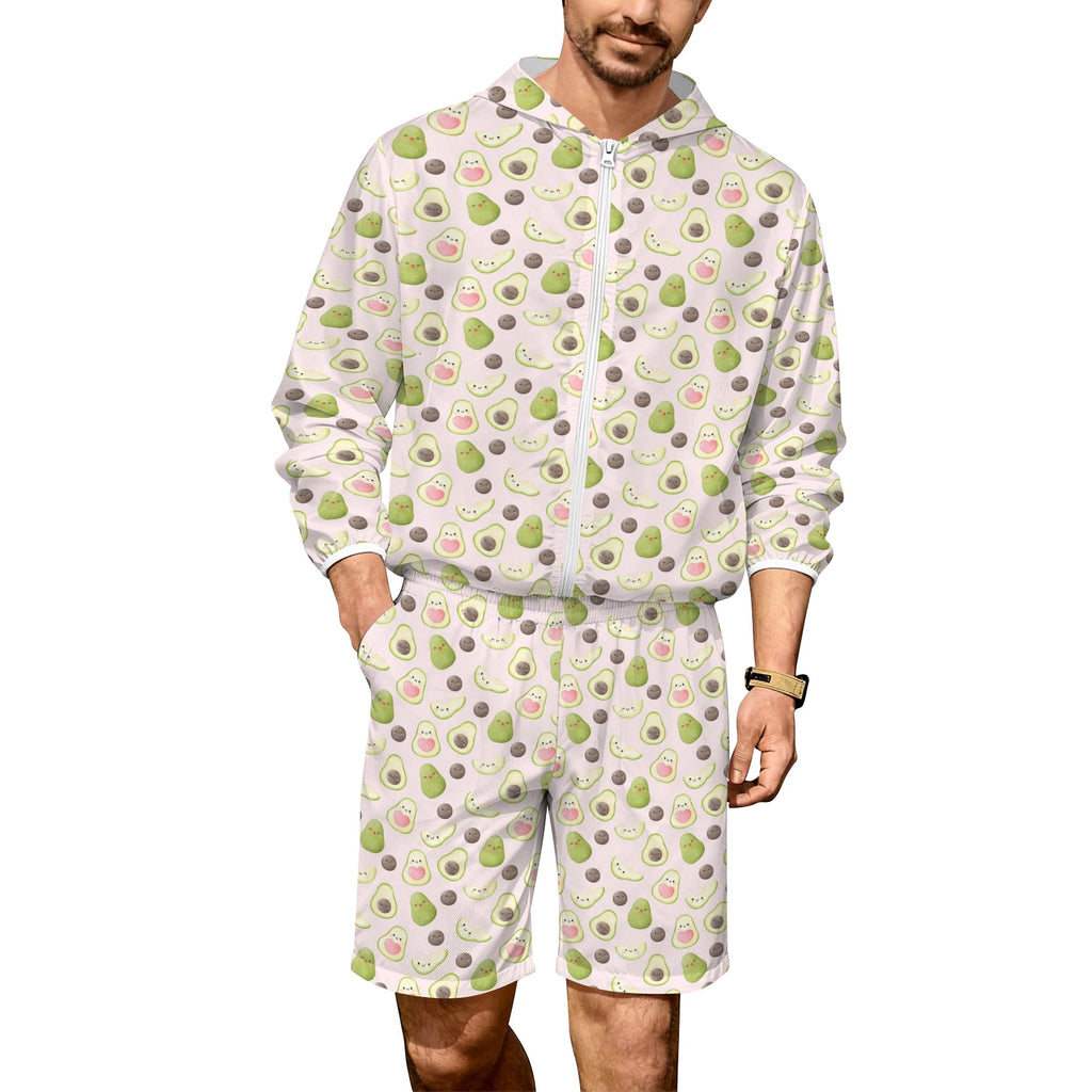 Avocado Love Men's Lightweight Sun Hoodie & Shorts Set 4XL Men's Lightweight Sun Hoodie & Shorts Food Printed Offshore