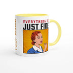 Personalised - Everything Is Just Fine - White 11oz Ceramic Mug with Colour Inside Personalised 11oz Mug comic customise Globally Fulfilled personalise Retro