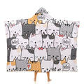 Cat Hello Kids Hooded Blanket 100cm x 130cm white 40"×50" Kids Hooded Blanket animal Printed Offshore