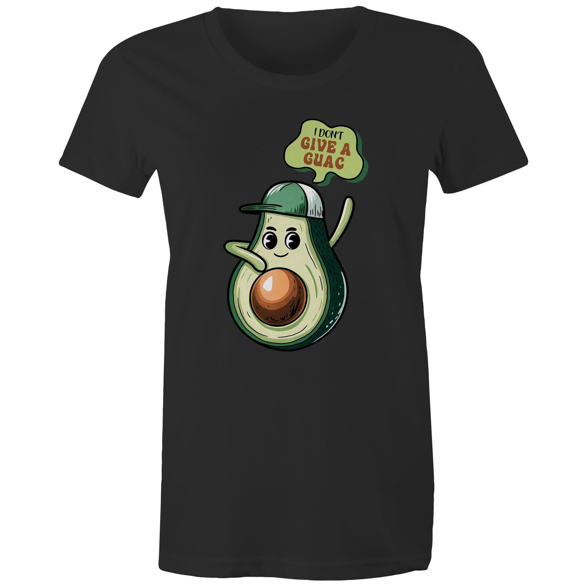 Avocado, I Don't Give A Guac - Womens T-shirt Black Womens T-shirt Food Printed In Australia