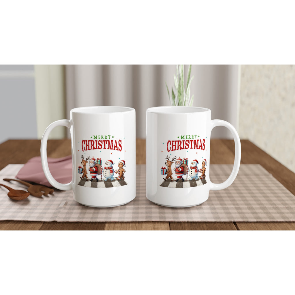 Fab Four, Merry Christmas - White 15oz Ceramic Mug Christmas 15oz Mug Christmas Globally Fulfilled