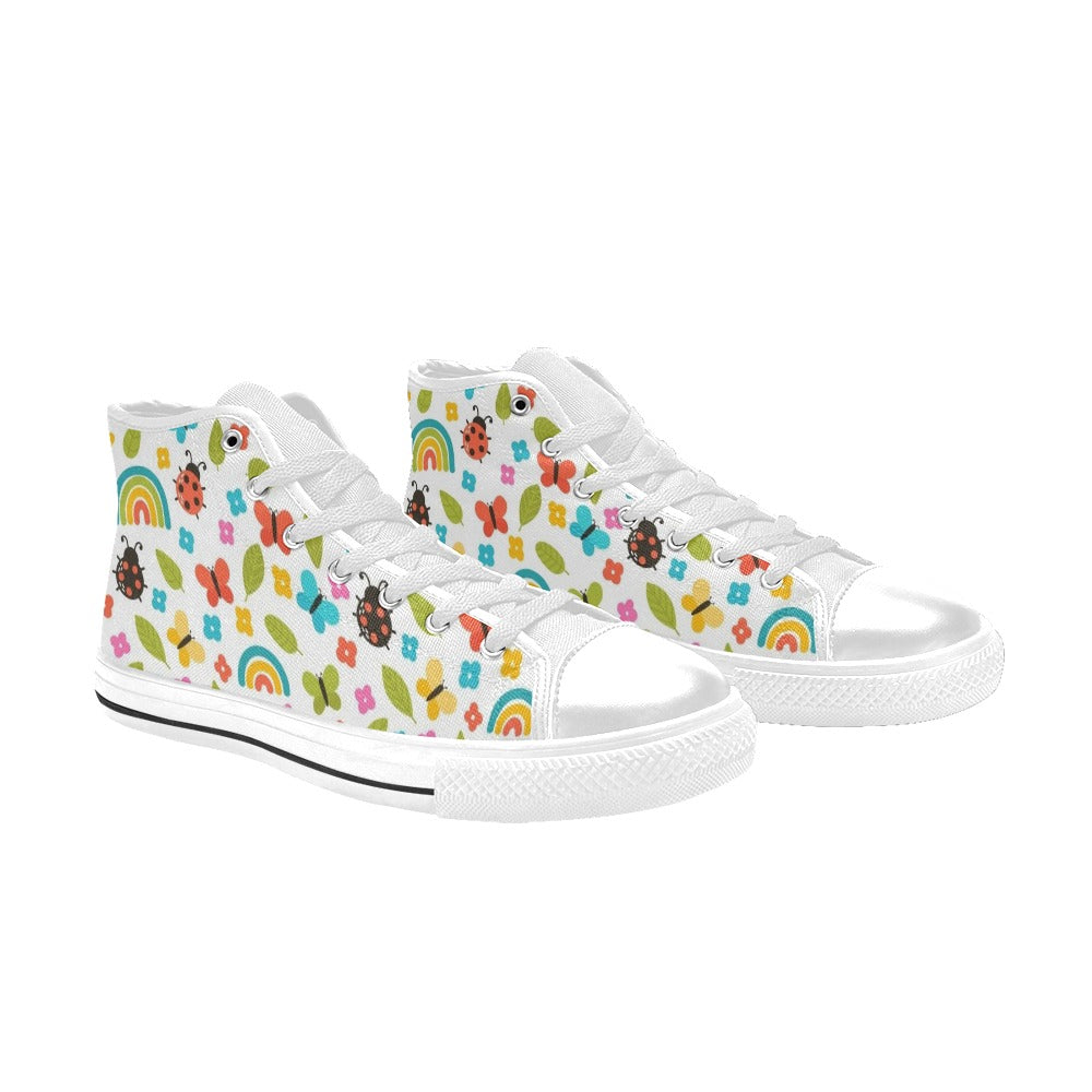 Ladybugs And Rainbows Women's High Top Canvas Shoes Womens Classic High Top Shoes Printed Offshore