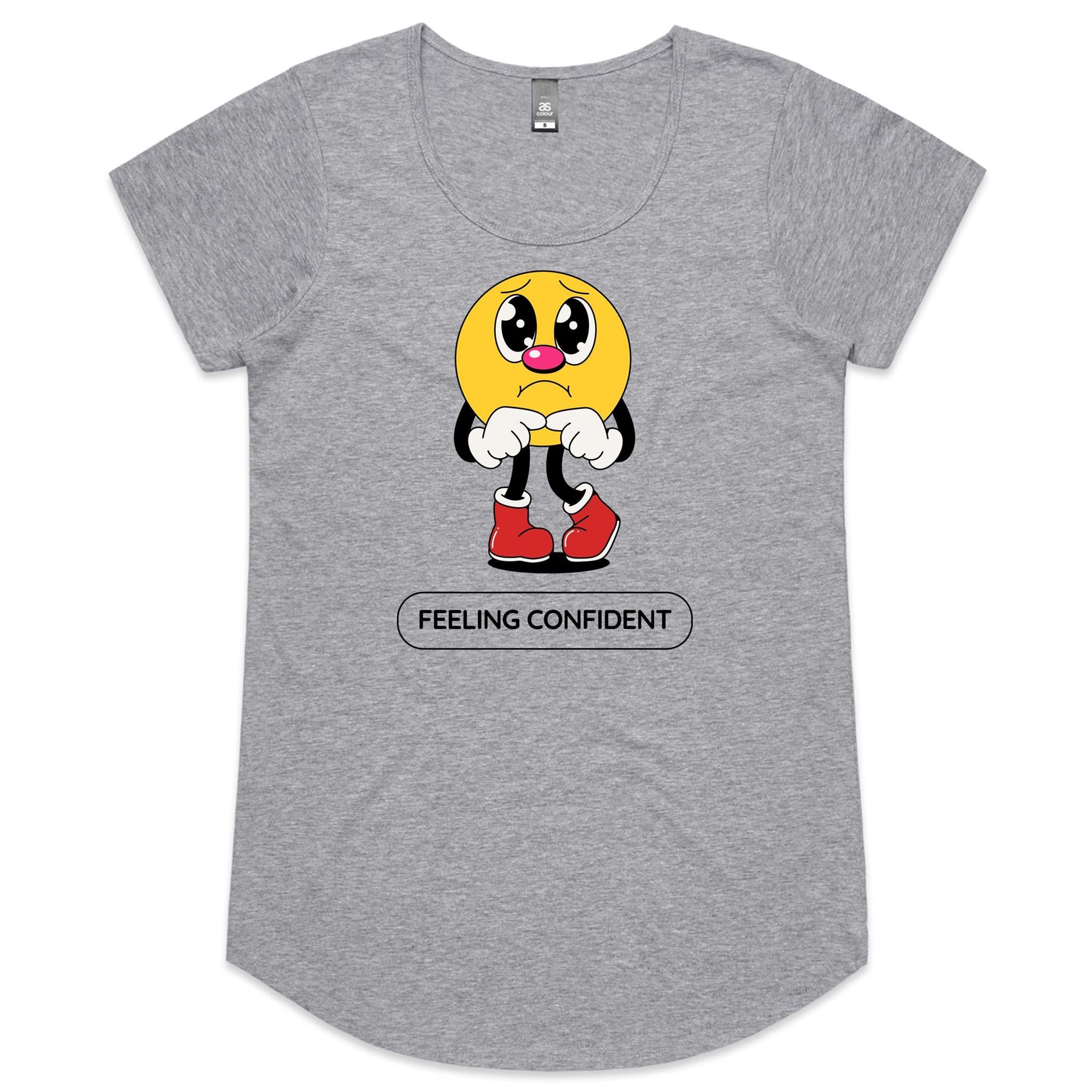 Feeling Confident - Womens Scoop Neck T-Shirt Grey Marle Womens Scoop Neck T-shirt Printed In Australia