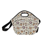 Books And Coffee Neoprene Lunch Bag/Large (Model 1669) Neoprene Lunch Bag Coffee Printed Offshore Reading