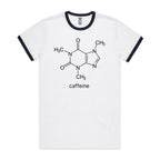 Caffeine Molecule - Staple Ringer Tee White Navy Ringer T-Shirt Coffee Printed In Australia Science