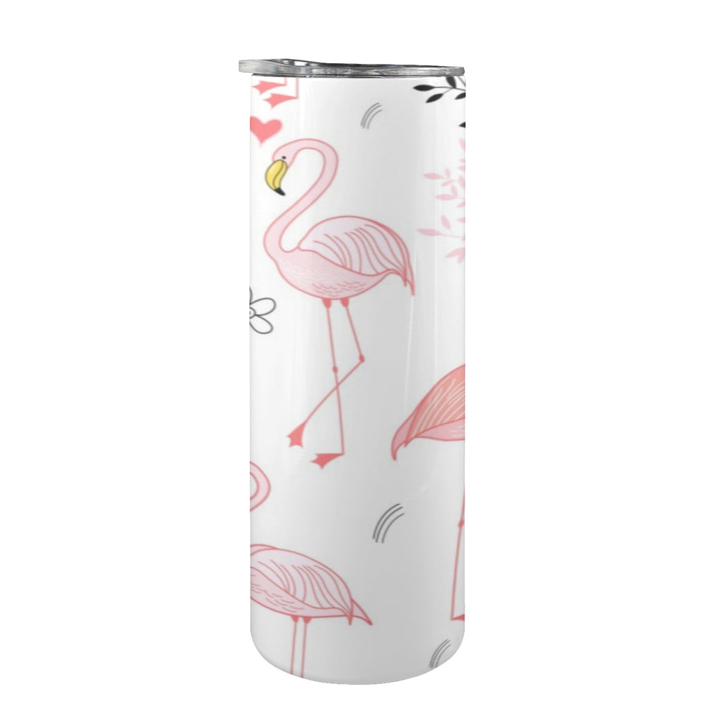 Pink Flamingos 20oz Tall Skinny Tumbler with Lid and Straw