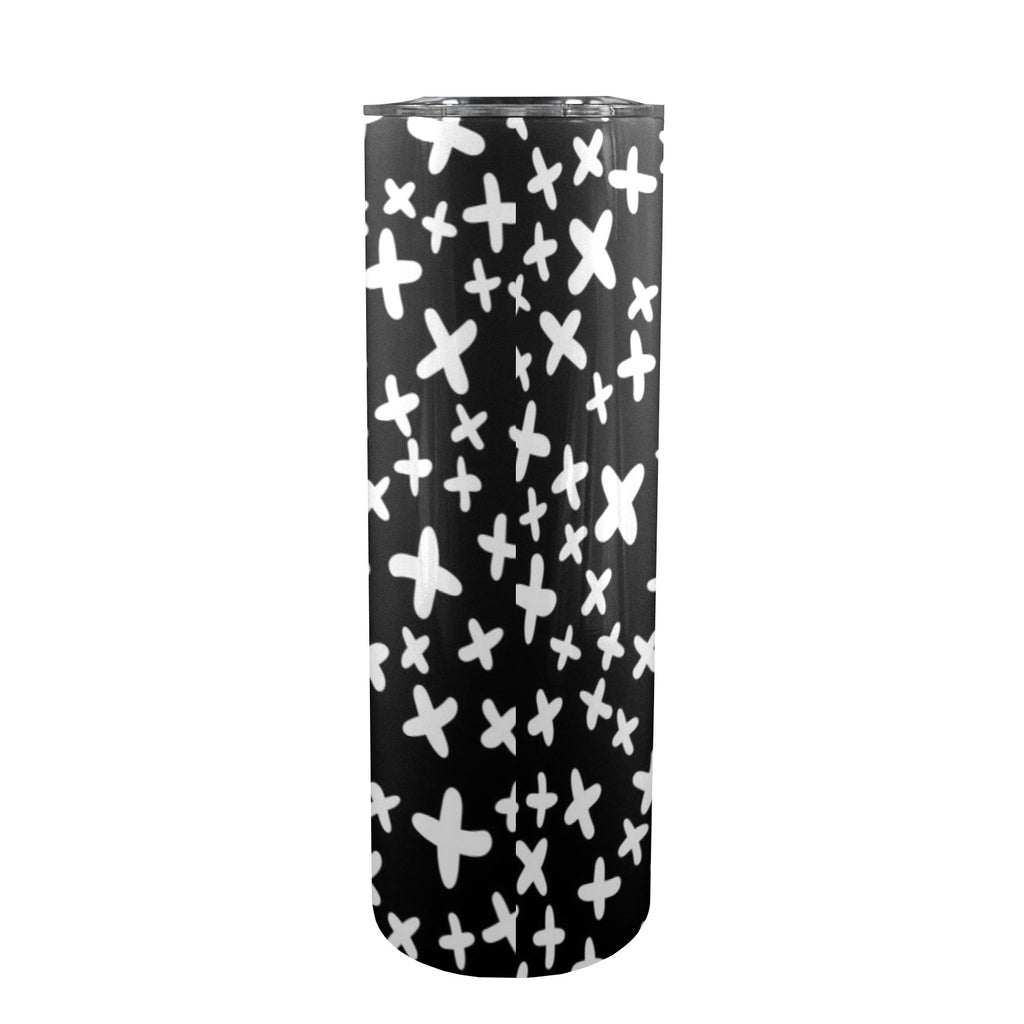 Black And White X's - 20oz Tall Skinny Tumbler with Lid and Straw
